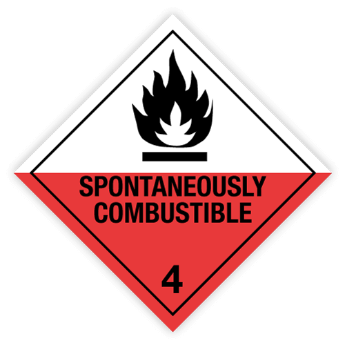 Toon details van Aluminium Gevaarsbord IMO 4.2 Spontaneously Combustible