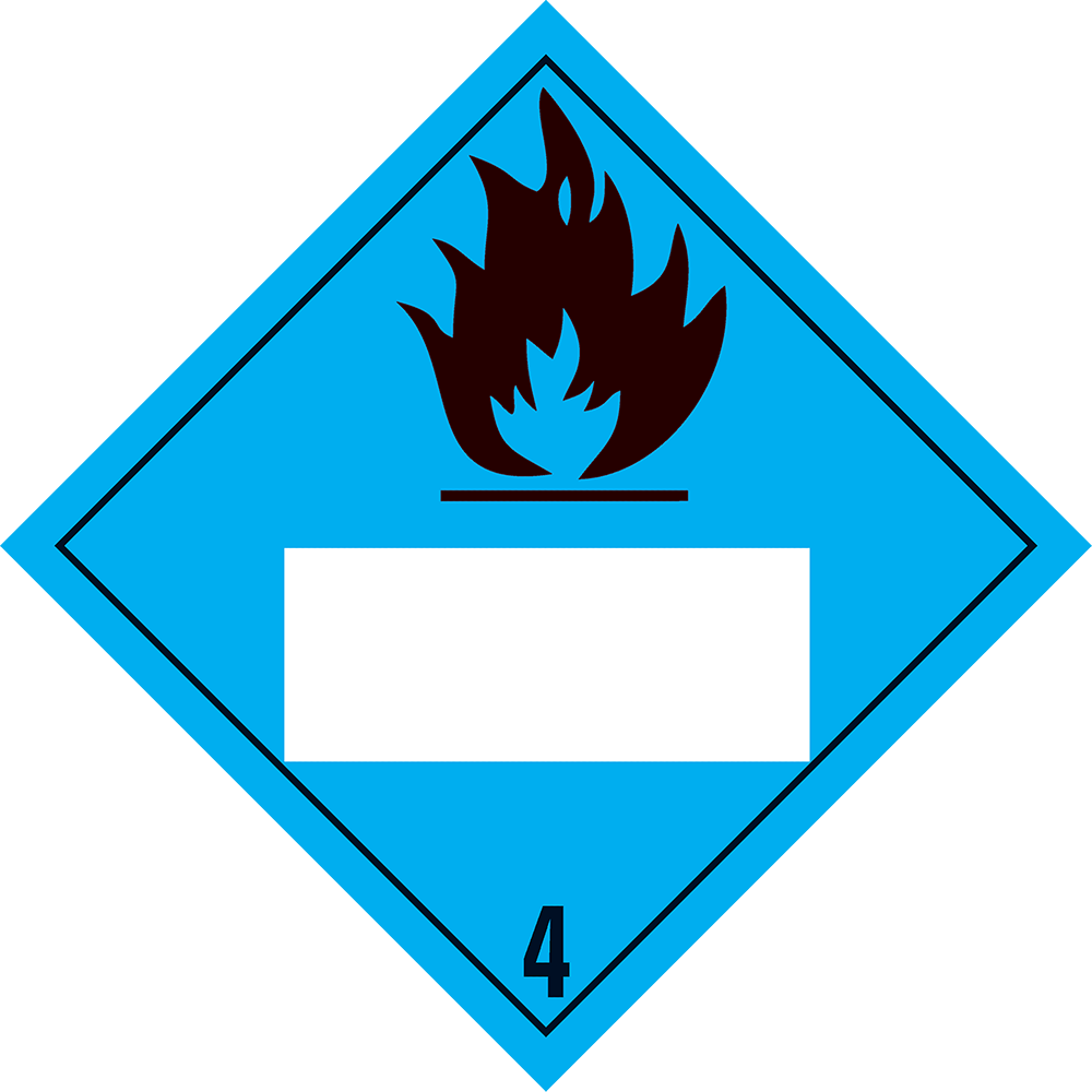 Toon details van 4.3 Stoffen die in contact met water brandbare gassen ontwikkelen met wit UN-vlak