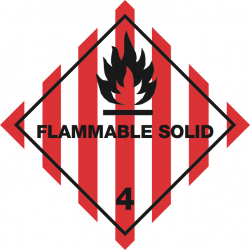 Toon details van 4.1 Brandbare vaste stoffen met tekst ("Flammable Solid")