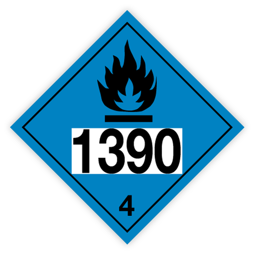 Toon details van 4.3 Stoffen die in contact met water brandbare gassen ontwikkelen met UN-code ingedrukt