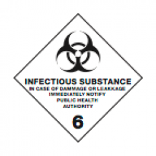 Toon details van 6.2 Infectueuze stoffen met tekst ("Infectious Substance")