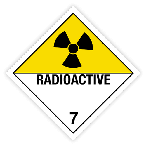 Toon details van 7.0 Radioactieve stoffen met tekst ("Radioactive")