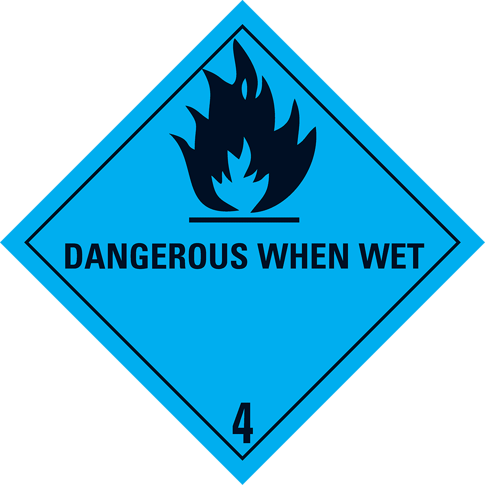Toon details van Aluminium Gevaarsbord IMO 4.3 Dangerous when wet