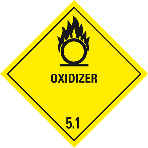 Toon details van 5.1 Oxiderende stoffen met tekst ("Oxidizer")