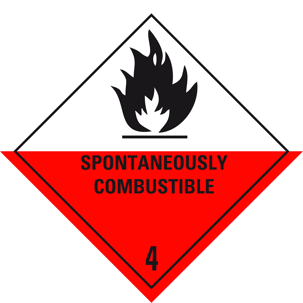 Toon details van Aluminium Gevaarsbord IMO 4.2 Spontaneously Combustible