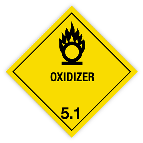 Toon details van 5.1 Oxiderende stoffen met tekst ("Oxidizer")