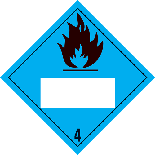 Toon details van 4.3 Stoffen die in contact met water brandbare gassen ontwikkelen met wit UN-vlak