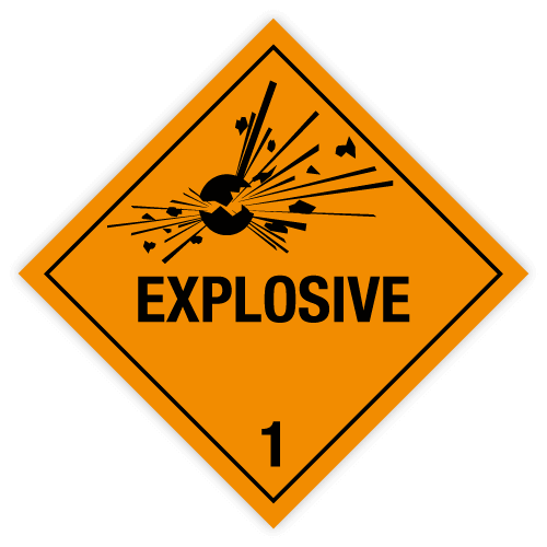 Toon details van 1 ontplofbare stoffen met tekst ("explosive")